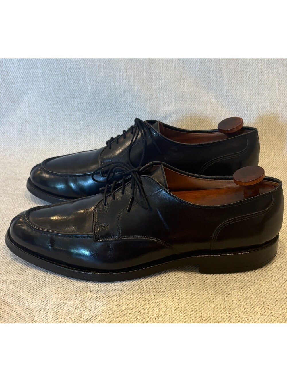 Allen Edmonds Bradley Black Leather Split Toe Derby Shoes 9.5 D Wood Shoe Trees - Picture 5 of 15